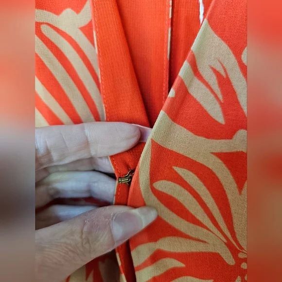 TOCCIN x RTR Women's Long-Sleeve V-Neck Printed Maxi Dress, Orange Tan Floral, 8 - Picture 11 of 17